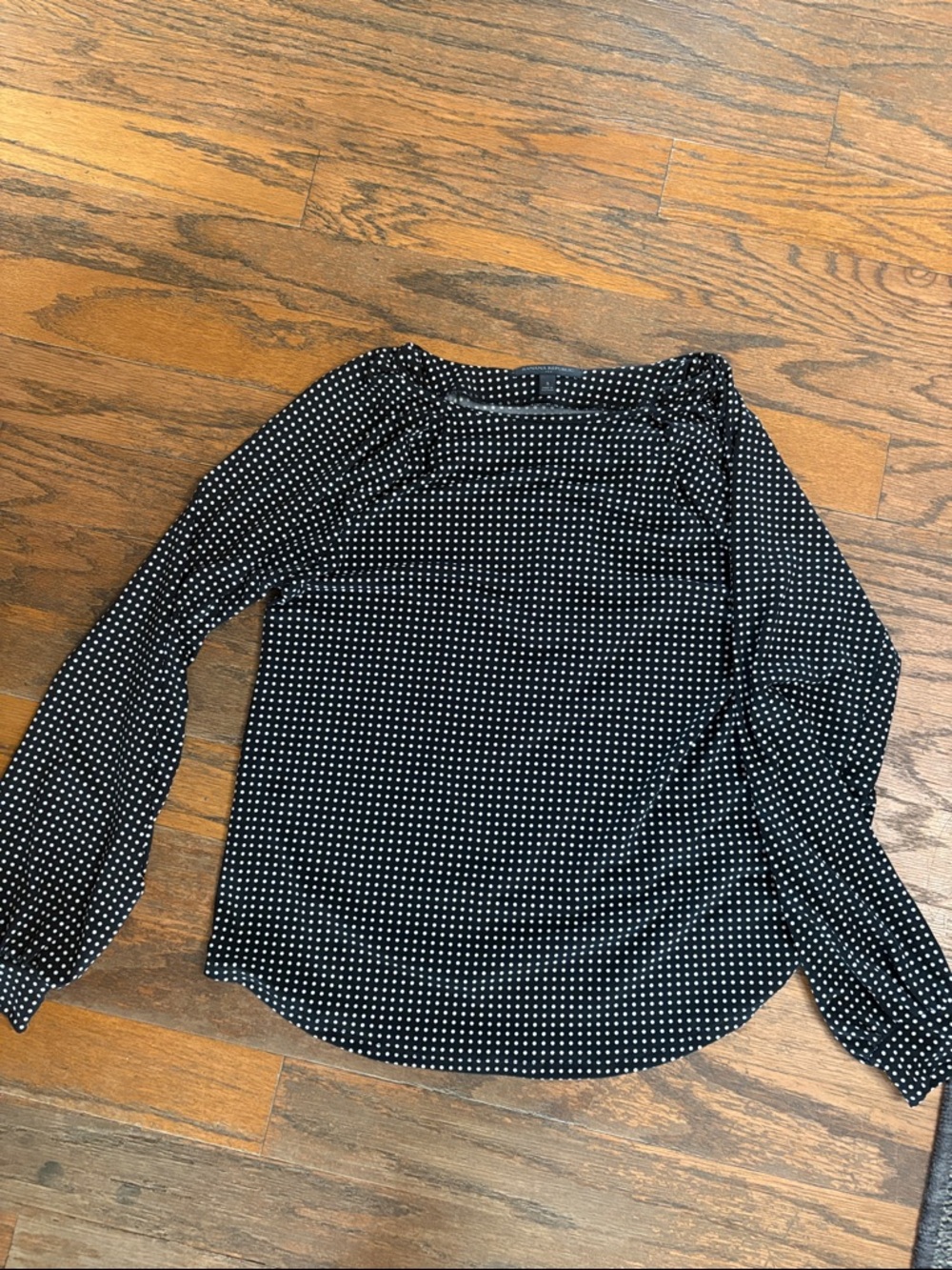 Banana Republic Black and White Polka Dot Long-Sleeve Blouse